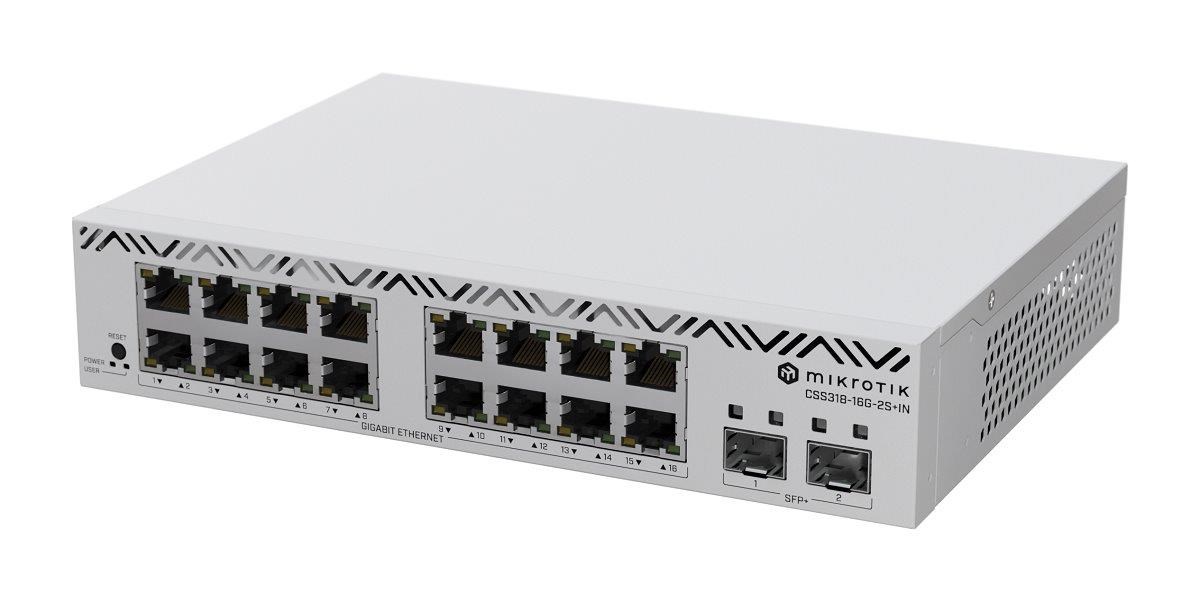 MikroTik CSS318-16G-2S+IN 18-portový switch (16x GB Eth, 2x SFP+)