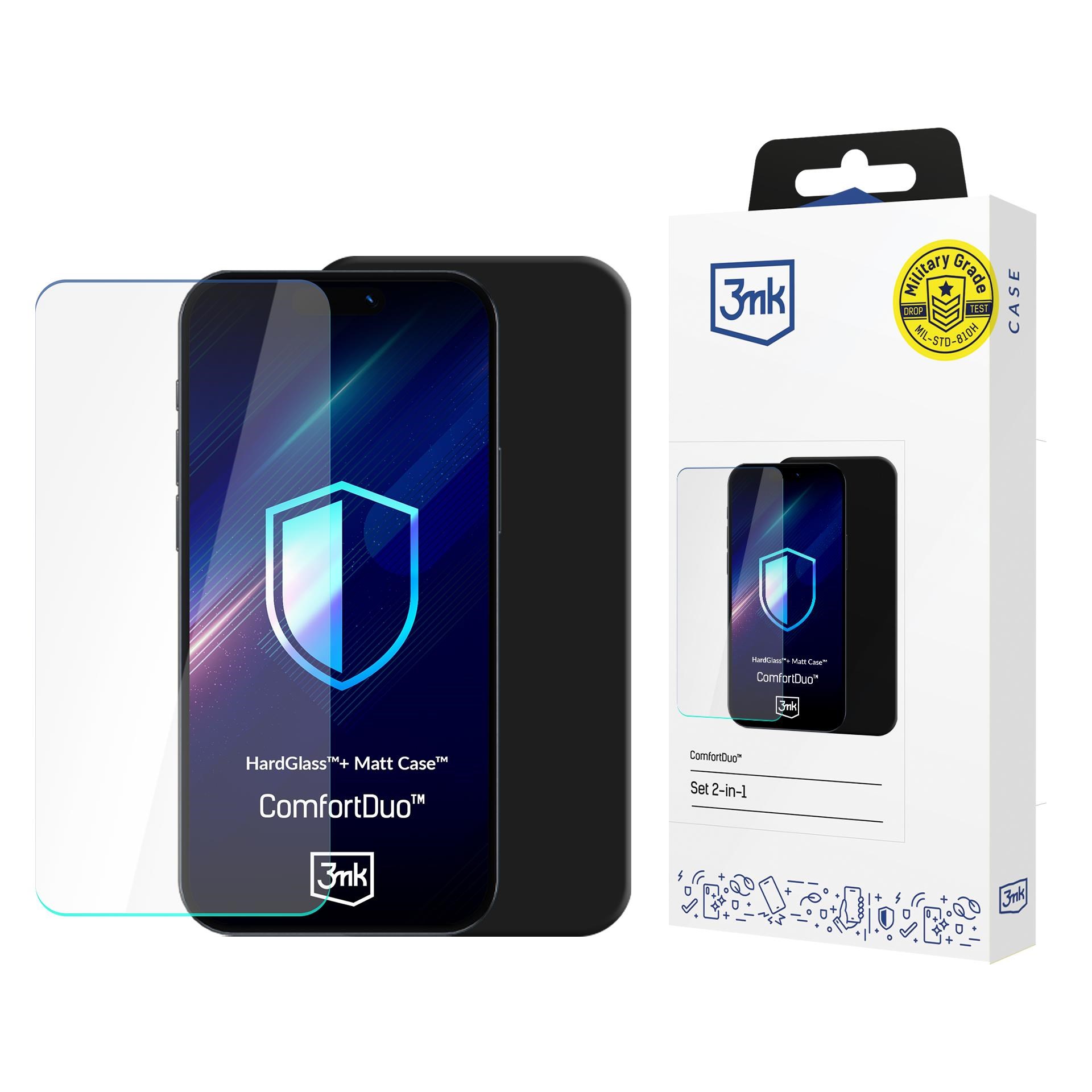 3mk kryt+tvrzené sklo ComfortDuo Matt Black pro Redmi Note 14 4G