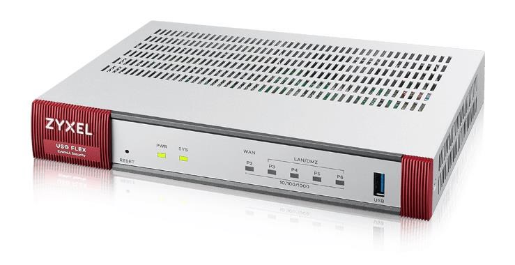 Zyxel USG FLEX 50 HP, 5 Gigabit user-definable ports, 1*1G PoE+, 1*USB with 1 YR Gold Security Pack