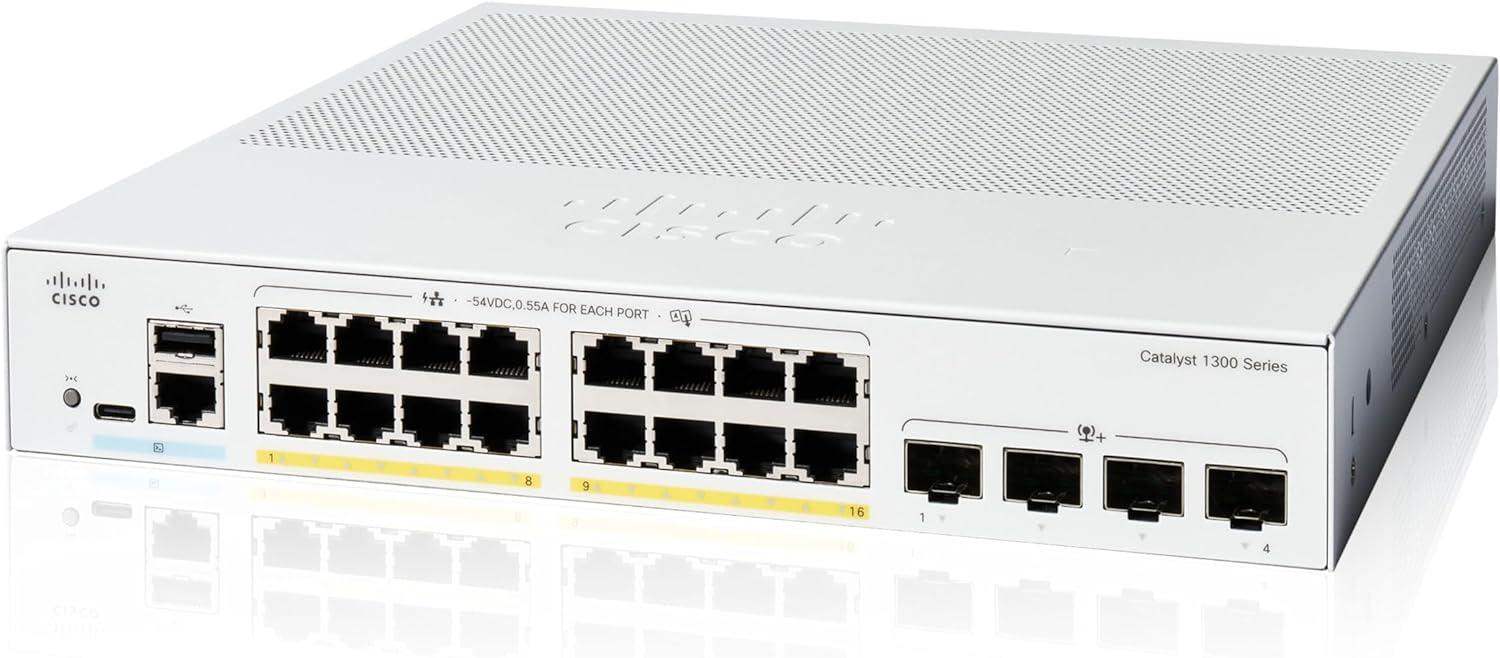 Cisco Catalyst switch C1300-16P-4X (16xGbE,4xSFP+,16xPoE+,120W,fanless) - REFRESH