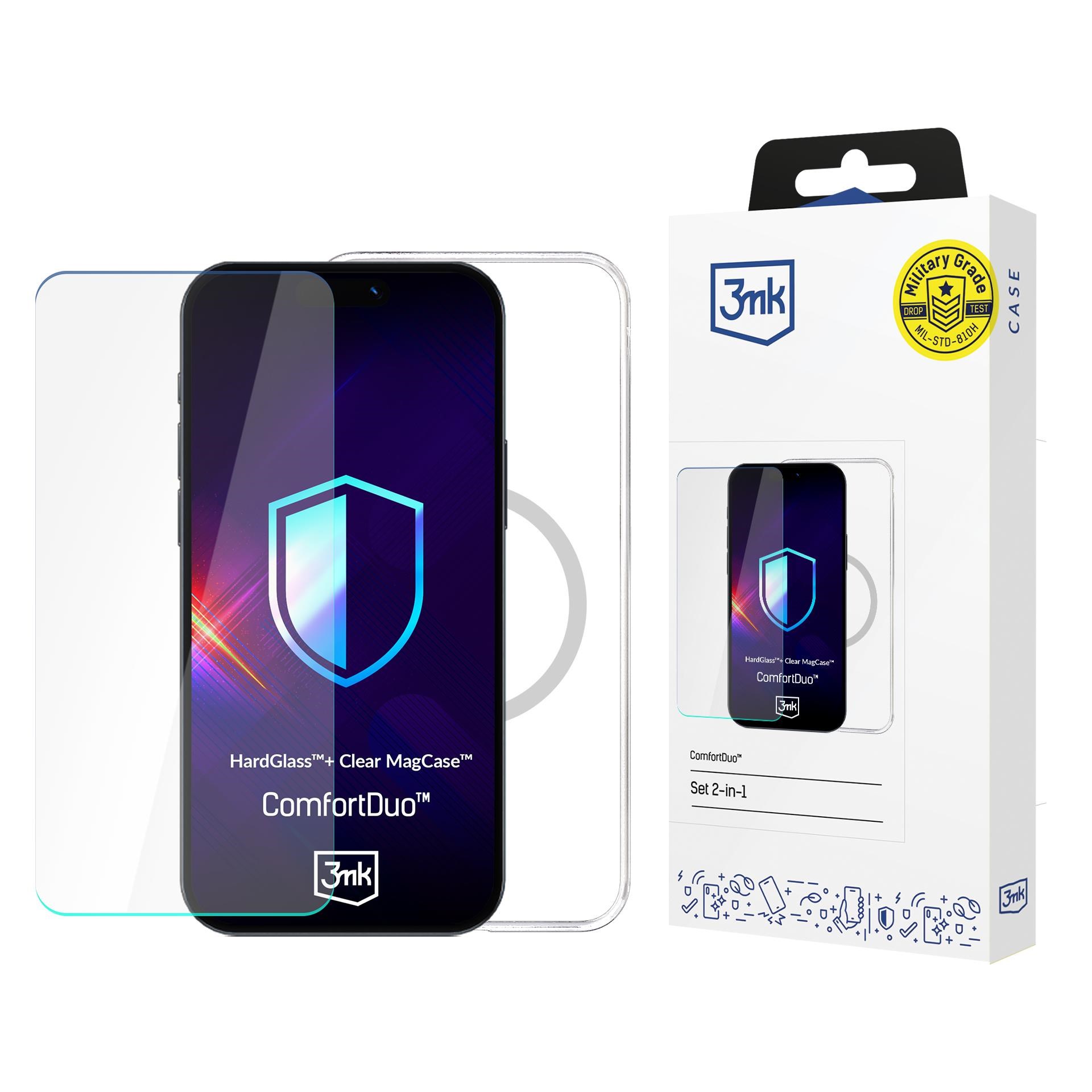 3mk kryt+tvrzené sklo ComfortDuo Clear Magcase pro Apple iPhone 12/12 Pro