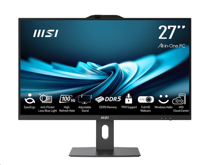 MSI PC AiO PRO AP272P 14M-886XEU, i7-14700, 27" FHD, Anti-Glare, Non-touch, 16GB, 1TB SSD, N/A, No OS, Black