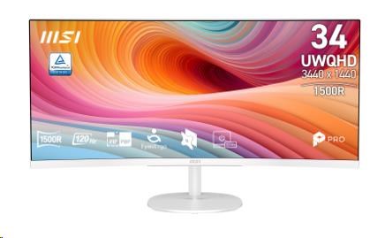 MSI LCD PRO MP341CQW, 34" 3440x1440 Curved, VA, 100Hz, 4ms, VESA 100x100mm, N/A, White