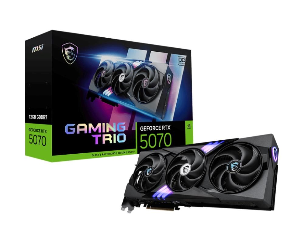 MSI VGA NVIDIA GeForce RTX 5070 12G GAMING TRIO OC, RTX 5070, 12GB GDDR7, 3xDP, 1xHDMI