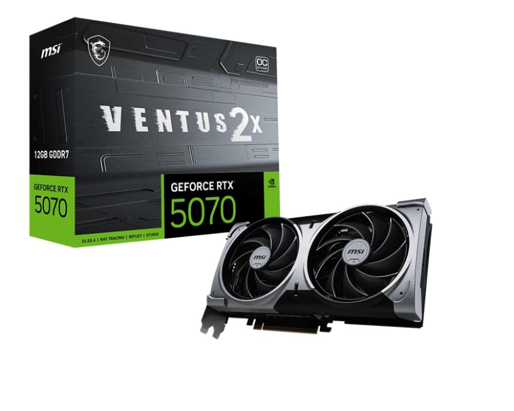 MSI VGA NVIDIA GeForce RTX 5070 12G VENTUS 2X OC, RTX 5070, 12GB GDDR7, 3xDP, 1xHDMI