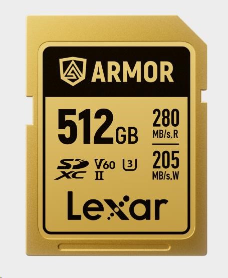 Lexar SDXC ARMOR Gold UHS-II U3, Stainless Steel, IP68 R280/W210 (V60) 512GB