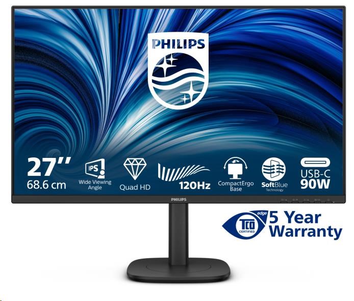 Philips MT 27" 27B2U3601 - 2560x1440,IPS,120Hz,HDMI,DP,USBhub,USB-C,RJ45,Repro,Pivot