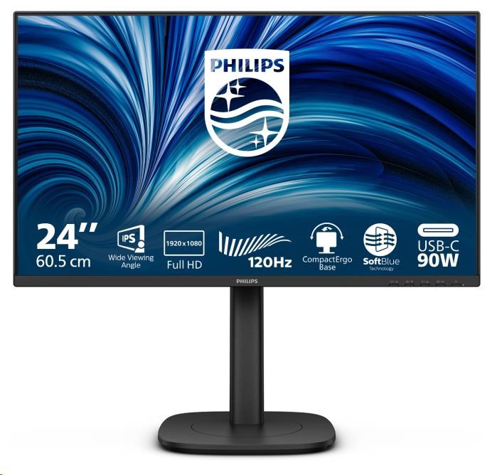 Philips MT 23,8" 24B2U3301 - 1920x1080,IPS,120Hz,HDMI,DP,USBhub,USB-C,RJ45,Repro,Pivot