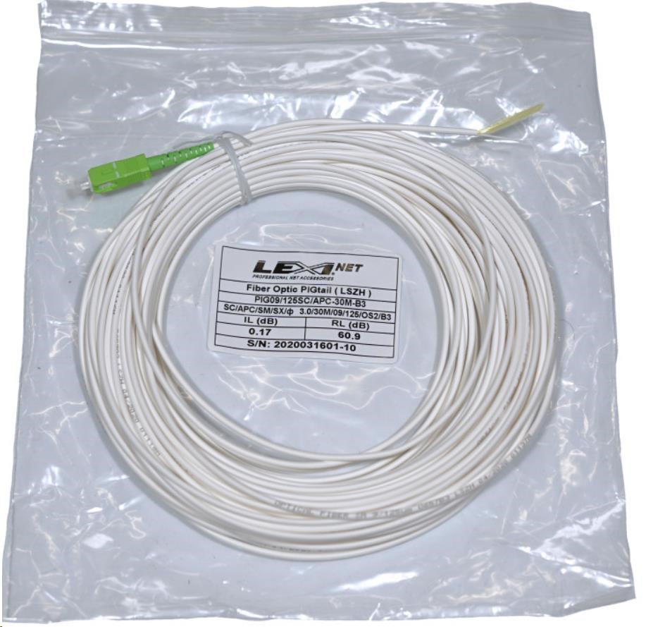 Pigtail SC/APC SM 09/125 4mm LSZH 30M G657B3