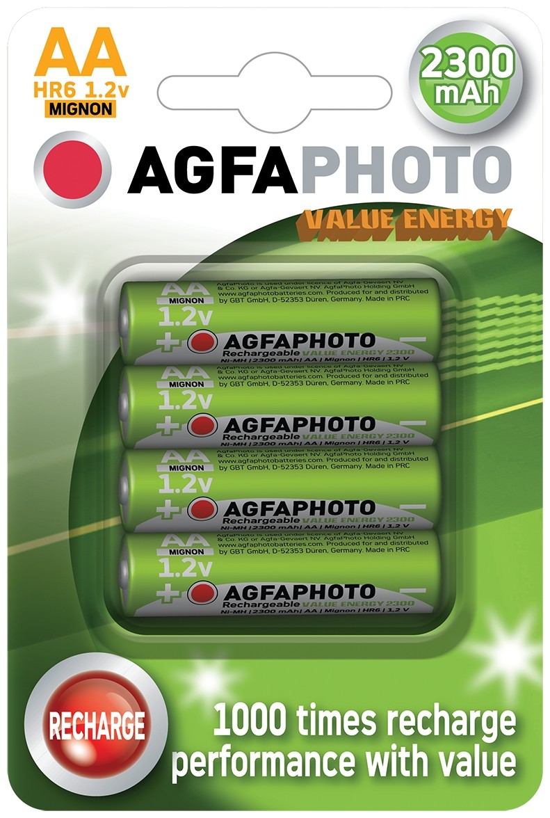 AgfaPhoto nabíjecí NiMH baterie AA, 2300mAh, blistr 4ks