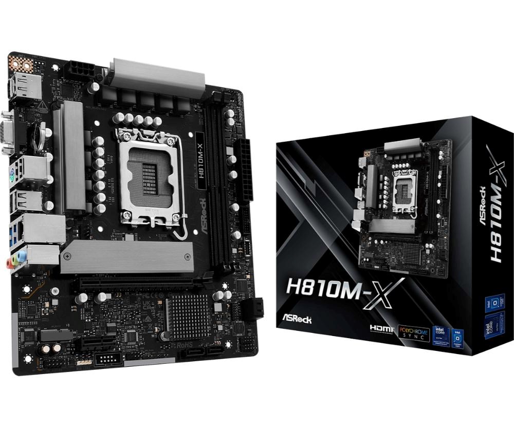 ASRock MB Sc LGA1851 H810M-X, Intel H810, 2xDDR5, 1xDP, 1xHDMI, 1xVGA, mATX