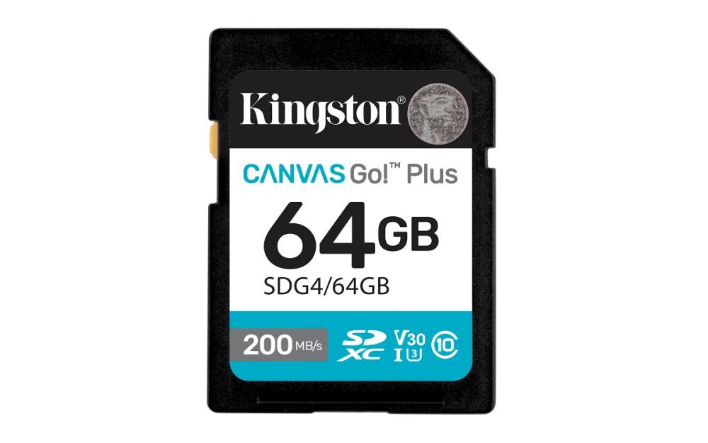 Kingston SDXC karta 64GB Canvas Go! Plus, R:200/W:160MB/s, Class 10, UHS-I, U3, V30