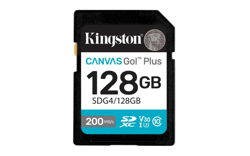 Kingston SDXC karta 128GB Canvas Go! Plus, R:200/W:160MB/s, Class 10, UHS-I, U3, V30