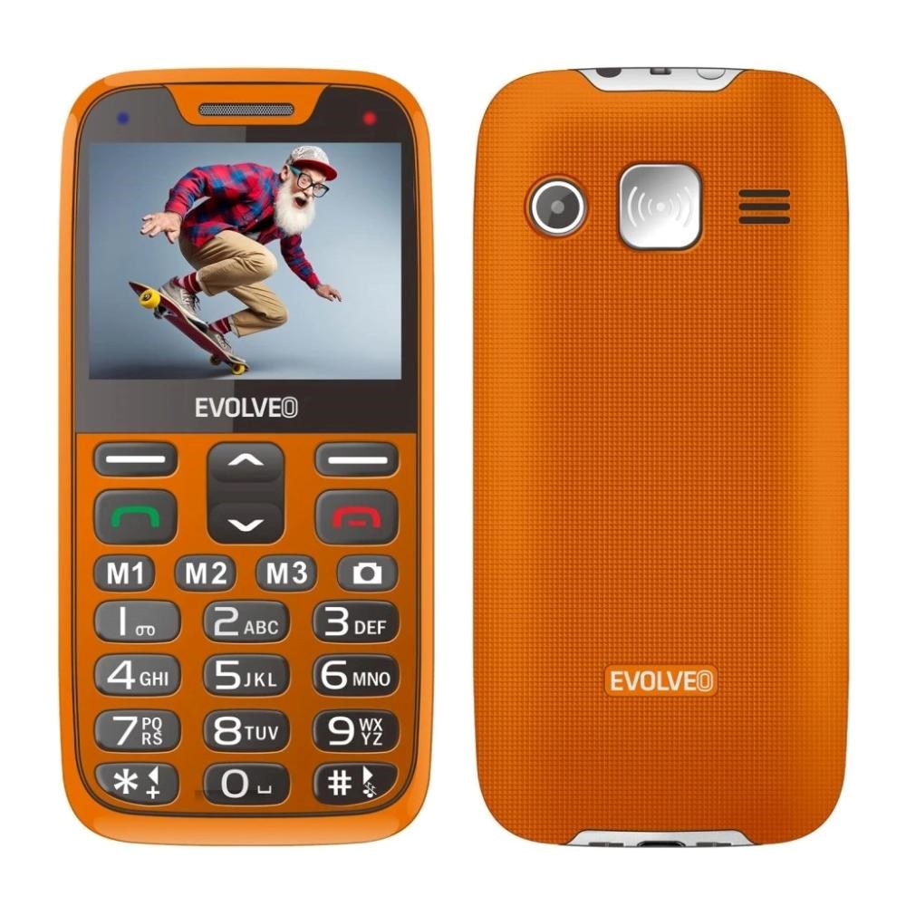 EVOLVEO EasyPhone XR, mobilní telefon pro seniory s nabíjecím stojánkem, oranžová