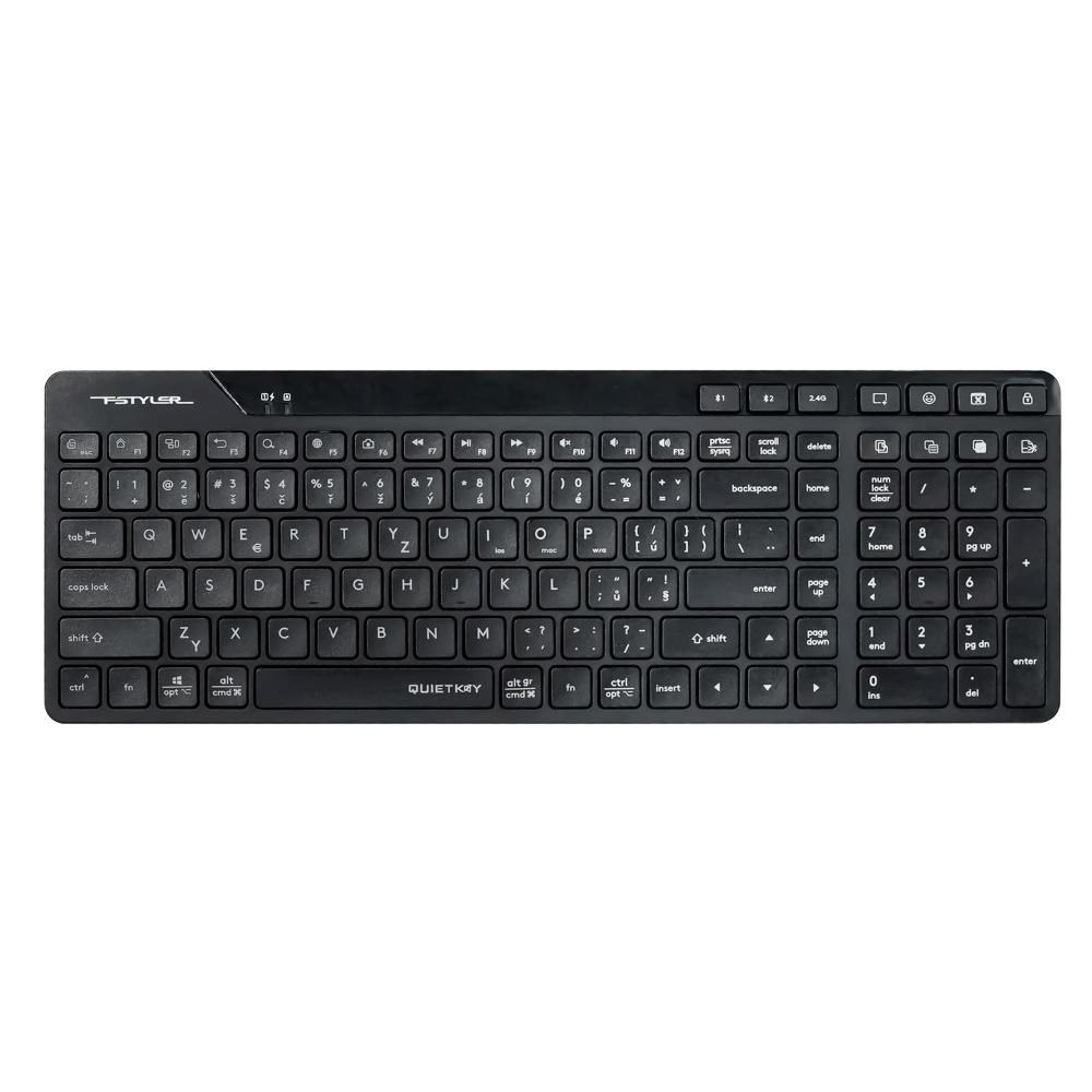 A4tech FStyler FBK27C AS, bezdrátová Dual mode Bluetooth+2,4G klávesnice, CZ, černá