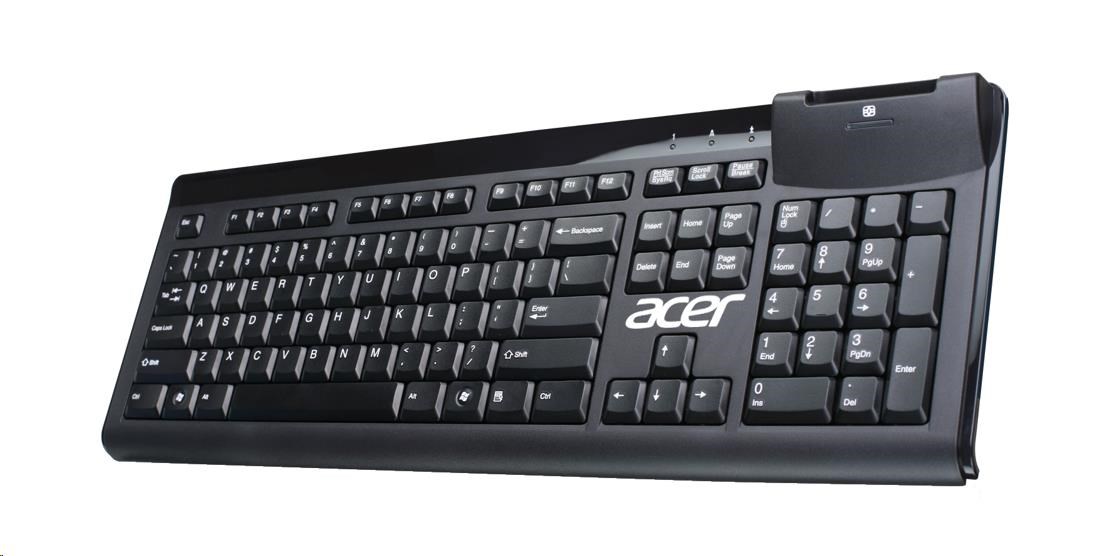 ACER Wired Smart Card reader Keyboard, drátová, USB2.0, čtečka chytrých karet, Black, Membrane Switch, CZ/SK layout