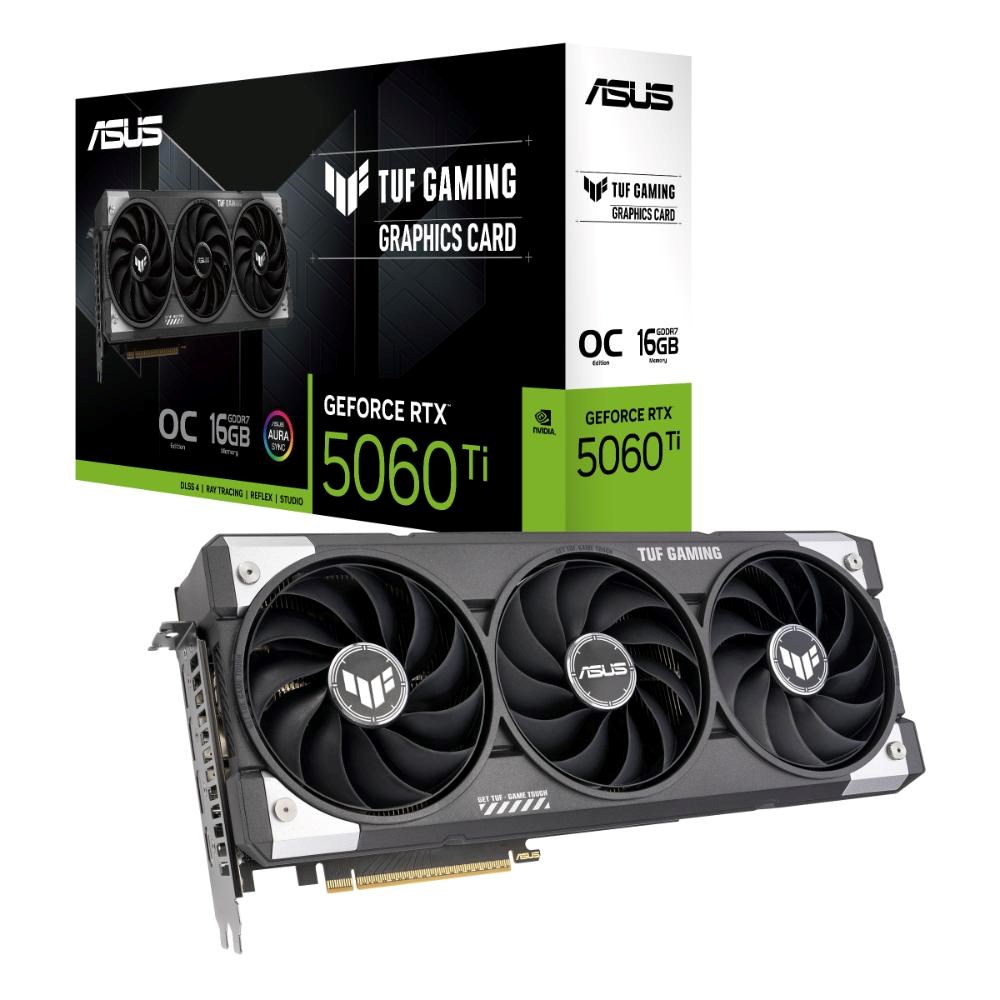 ASUS VGA NVIDIA GeForce RTX 5060 Ti TUF GAMING OC 16G, 16GB GDDR7, 3xDP, 1xHDMI