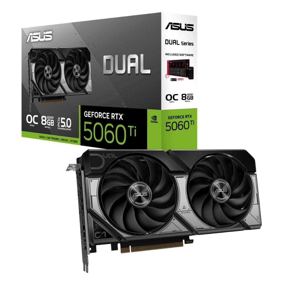ASUS VGA NVIDIA GeForce RTX 5060 Ti DUAL OC 8G, 8GB GDDR7, 3xDP, 1xHDMI
