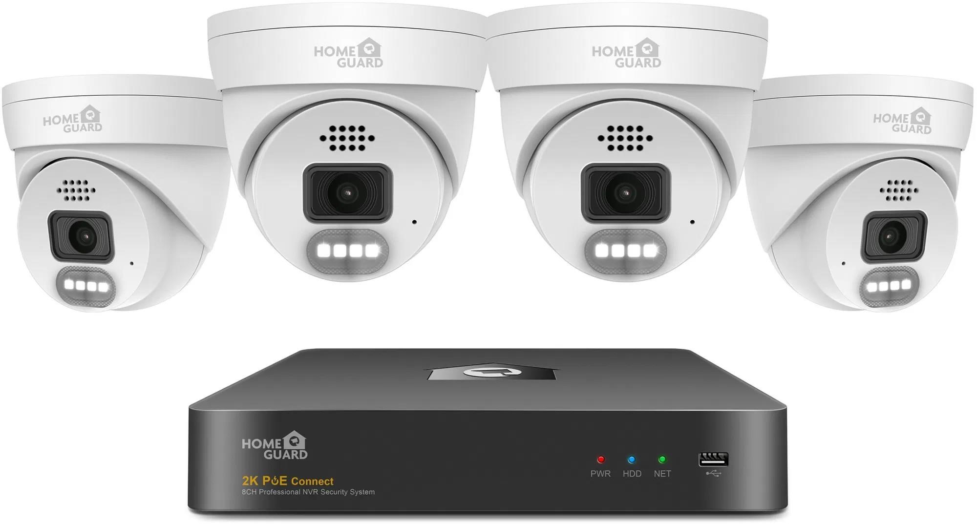 iGET HOMEGUARD HGNVK84804 - kamerový PoE set 2K NVR 8CH + 4x venkovní kamera se zvukem