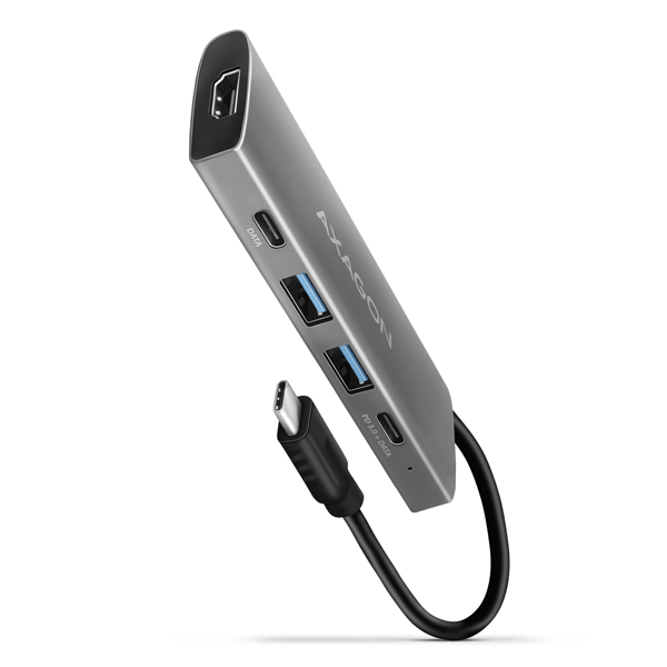 AXAGON HMC-5G21, USB 10Gb/s hub, porty 2x USB-A, 2x USB-C, HDMI 4k/30, PD 60W, kabel USB-C 13cm