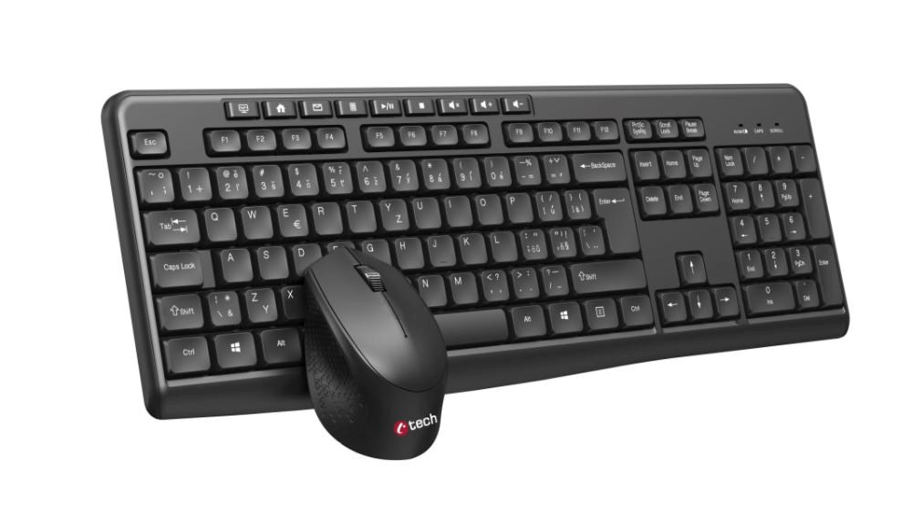 C-TECH klávesnice s myší WLKMC-04, Bezdrátový set 2.4GHz, CZ, Černá