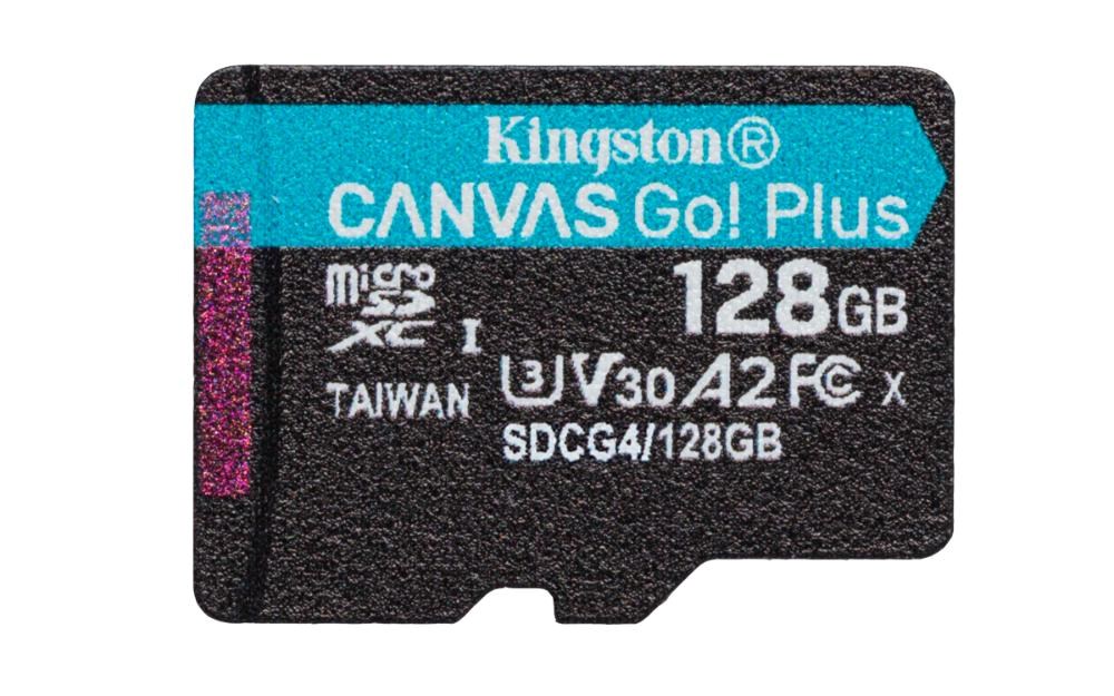 Kingston MicroSDXC karta 128GB Canvas Go! Plus, R:200/W:160MB/s, Class 10, UHS-I, U3, V30, A2 + Bez  Adaptéru