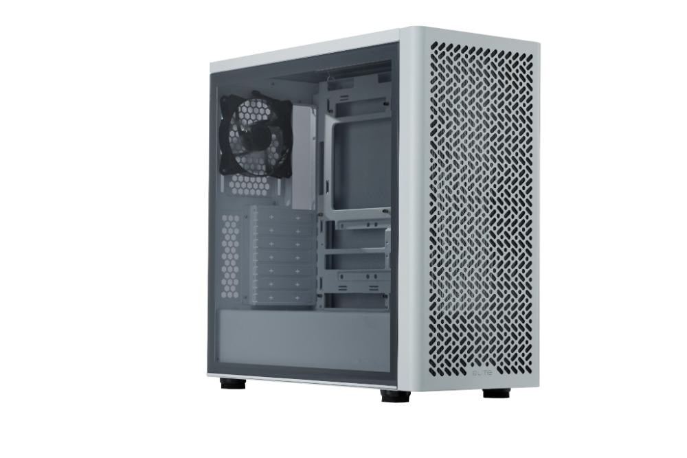 Cooler Master case Elite 502 White Lite, Průhledná bočnice, ATX, 1x 120mm Fan, bílá