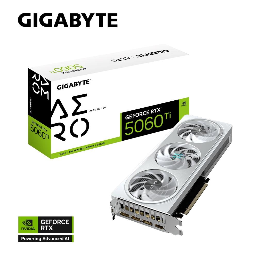 GIGABYTE VGA NVIDIA GeForce RTX 5060 Ti AERO OC 16G, 16G GDDR7, 3xDP, 1xHDMI
