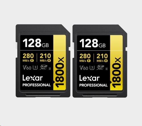 Lexar SDXC Pro 1800x U3 UHS-II R280/W210 (V60) 128GB - 2pack