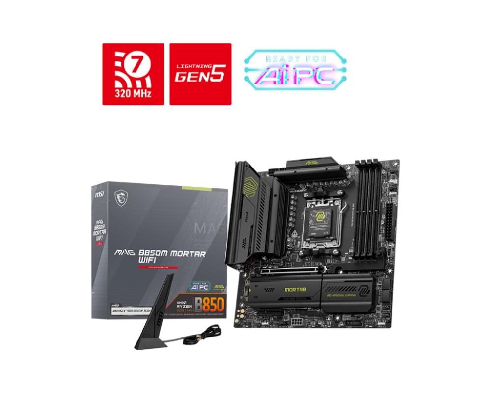 MSI MB Sc AM5 MAG B850M MORTAR WIFI, AMD B850, 4xDDR5, 1xHDMI, WiFi, mATX