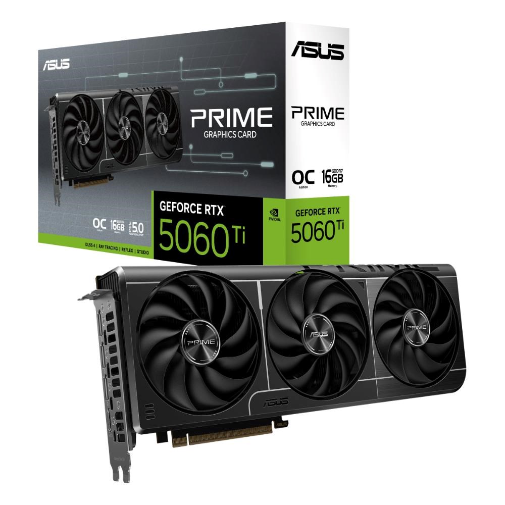 ASUS VGA NVIDIA GeForce RTX 5060 Ti PRIME OC 16G, 16GB GDDR7, 3xDP, 1xHDMI