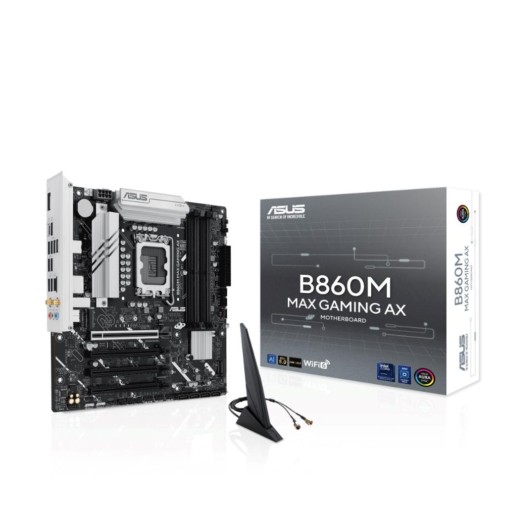 ASUS MB Sc LGA1851 B860M MAX GAMING AX, Intel B860, 4xDDR5, 1xDP, WiFi, mATX