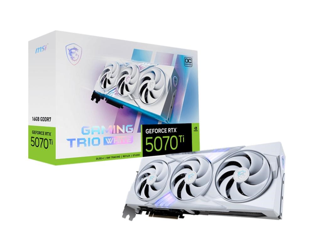 MSI VGA NVIDIA GeForce RTX 5070 Ti 16G GAMING TRIO OC WHITE, RTX 5070 Ti, 16GB GDDR7, 3xDP, 1xHDMI