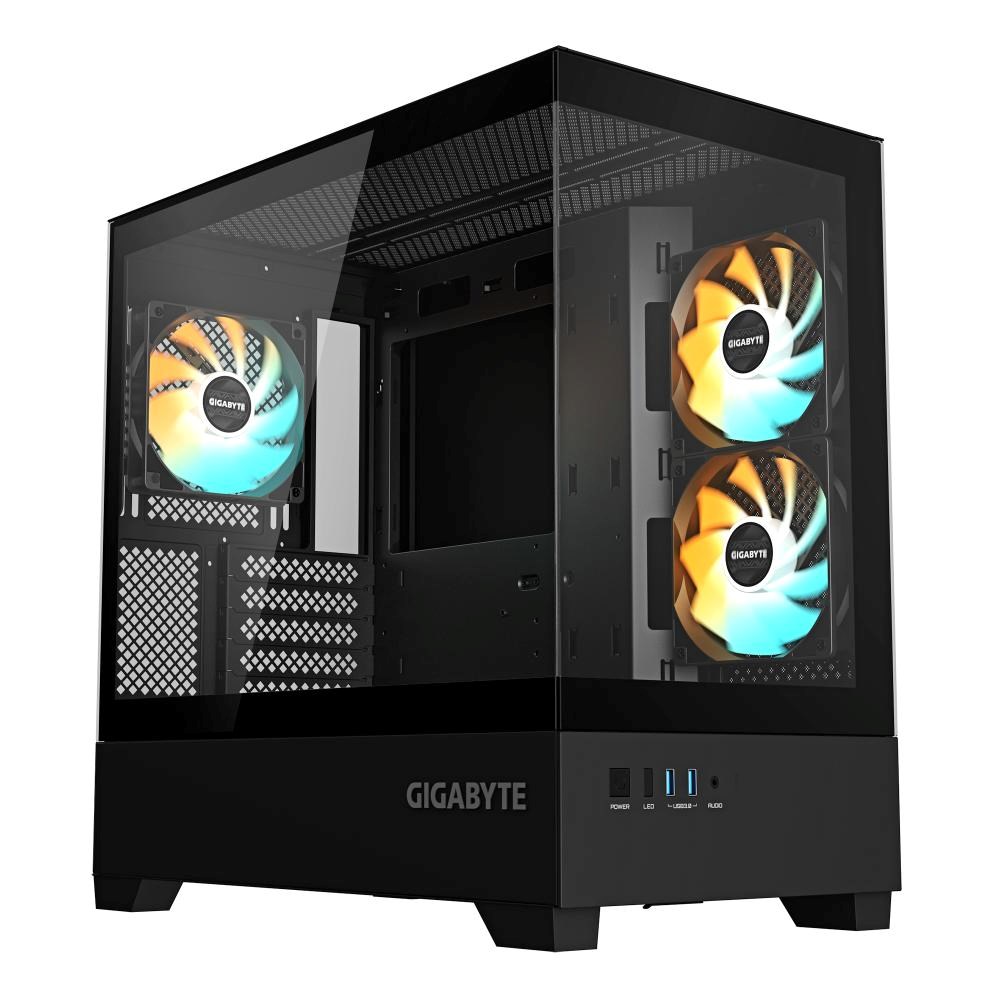 GIGABYTE case GB-C201P, Mid tower, 2xUSB 3.0, 3x 120mm ARGB Fan, černá