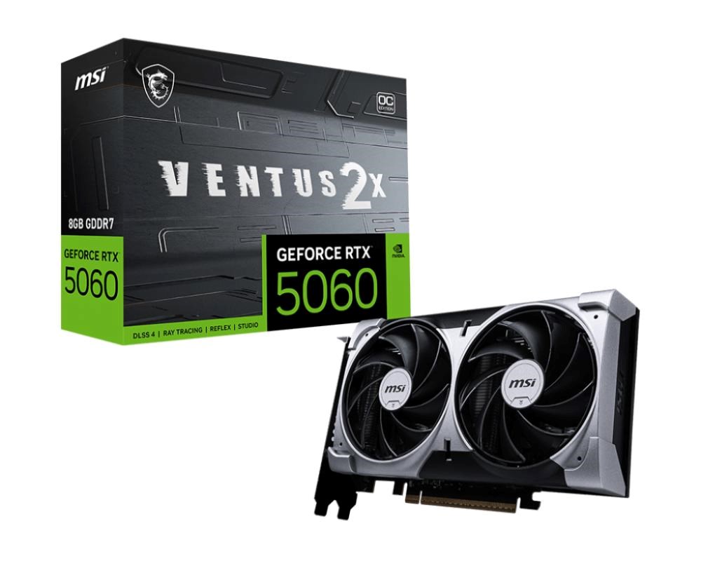 MSI VGA NVIDIA GeForce RTX 5060 8G VENTUS 2X OC, RTX 5060, 8GB GDDR7, 3xDP, 1xHDMI