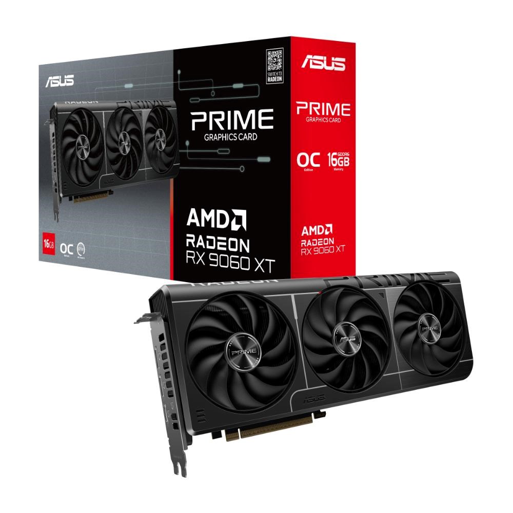 ASUS VGA AMD Radeon RX 9060 XT PRIME OC 16GB, RX 9060 XT, 16GB GDDR6, 2xDP, 1xHDMI