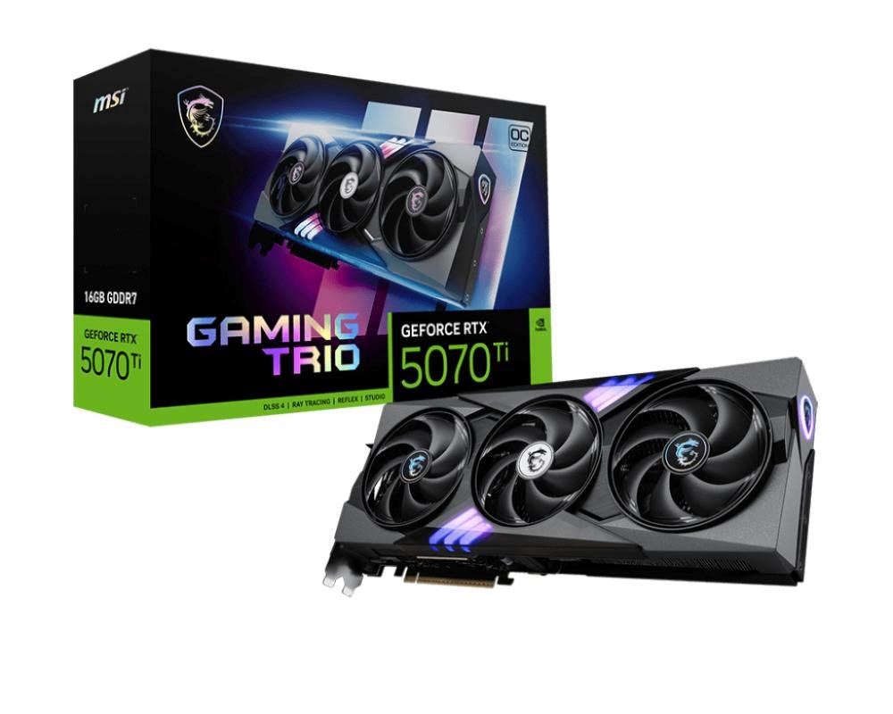 MSI VGA NVIDIA GeForce RTX 5070 Ti 16G GAMING TRIO OC, RTX 5070 Ti, 16GB GDDR7, 3xDP, 1xHDMI