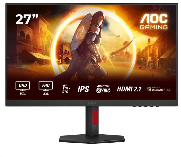AOC MT 27" U27G4R - IPS,1920x1080/3840x2160, 360/160Hz,1ms,400cd,2xHDMI,DP,USBHub,Pivot