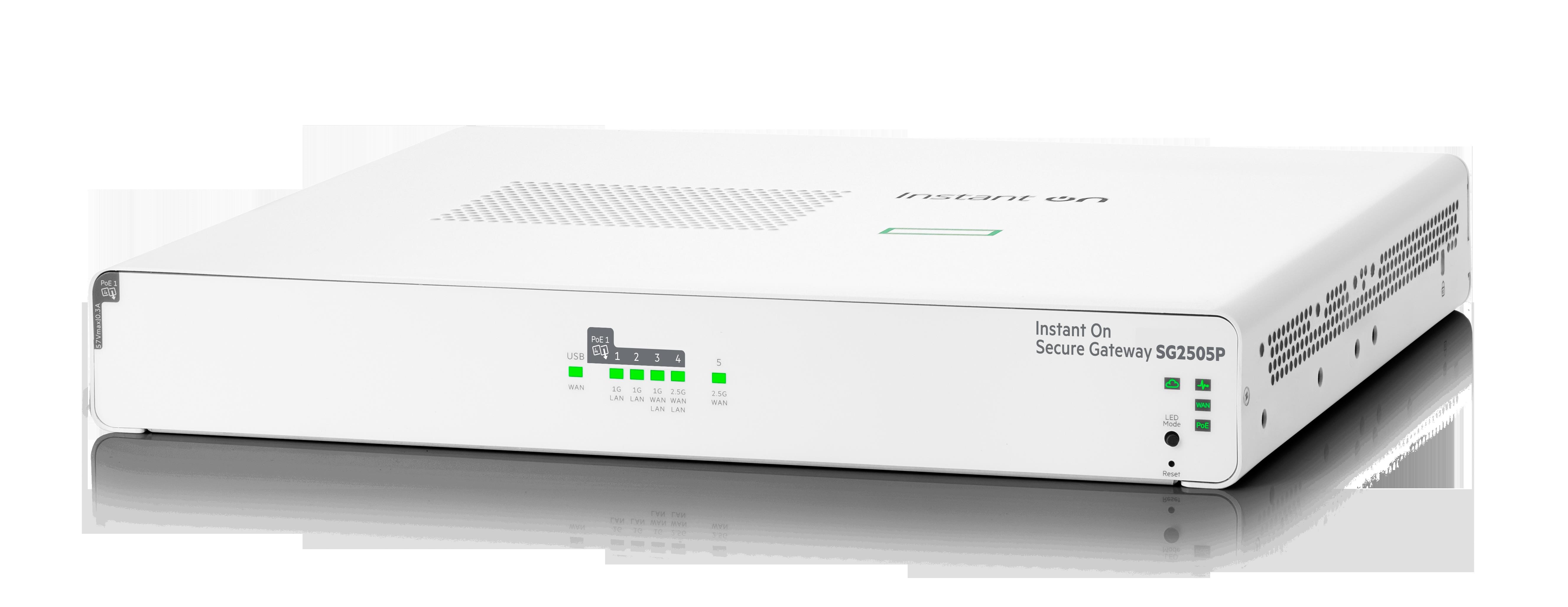 HPE Networking Instant On Secure Gateway 5-port SmartRate 2.5G PoE+ 64W SG2505P