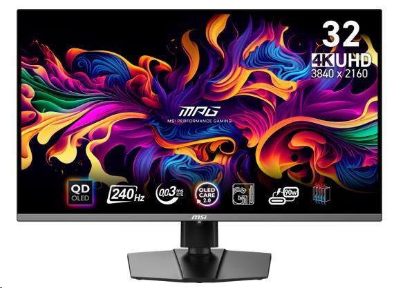 MSI LCD MPG 321URX QD-OLED, 31.5", 3840x2160, QD-OLED, 0,03ms, VESA 100x100, Black