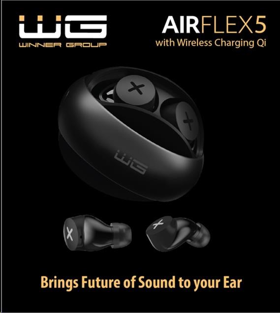 WG - Bluetooth sluchátka WG AirFlex 5, ENC, podpora Qi, černá