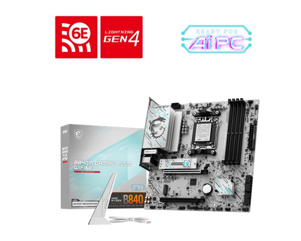 MSI MB Sc AM5 B840M GAMING PLUS WIFI6E, AMD B840, 4xDDR5, 1xHDMI, WI-FI, mATX