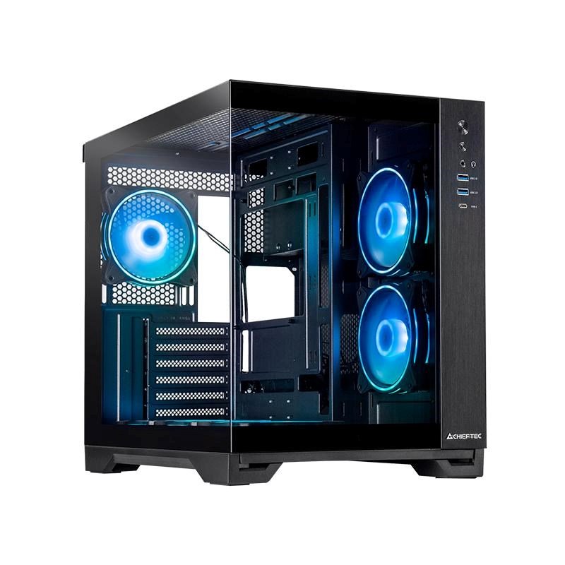 BAZAR - CHIEFTEC skříň VISIO, ATX, 1x USB-C 3.2, 2x USB 3.0, 6x 120mm ARGB Fan, černá, poškozený obal