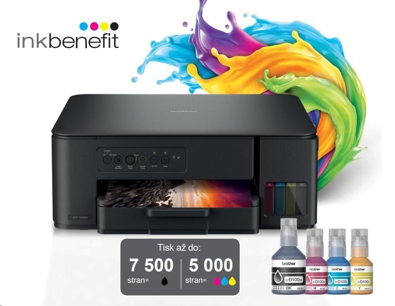 BROTHER multifunkce inkoustová DCP-T430W - A4 128MB 2400x600 16ppm USB 2.0. WIFI  - INKTANK, INK BENEFIT