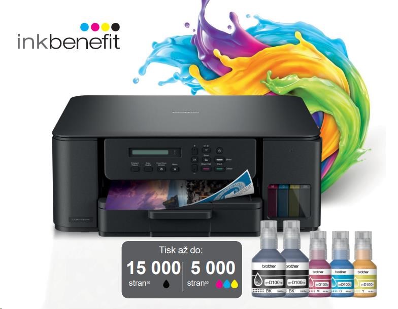 BROTHER multifunkce inkoustová DCP-T530DW - A4 128MB 2400x600 16ppm USB 2.0. WIFI  - INKTANK, INK BENEFIT
