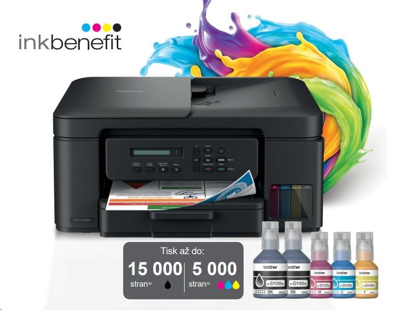 BROTHER multifunkce inkoustová DCP-T730DW - A4 128MB 2400x600 16ppm ADF USB 2.0. WIFI  - INKTANK INK BENEFIT