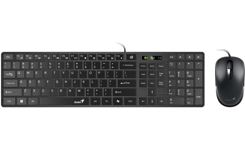 GENIUS set klávesnice + myš Slimstar C126/ Drátový set/ Copilot/ USB/ černá/ CZ+SK layout