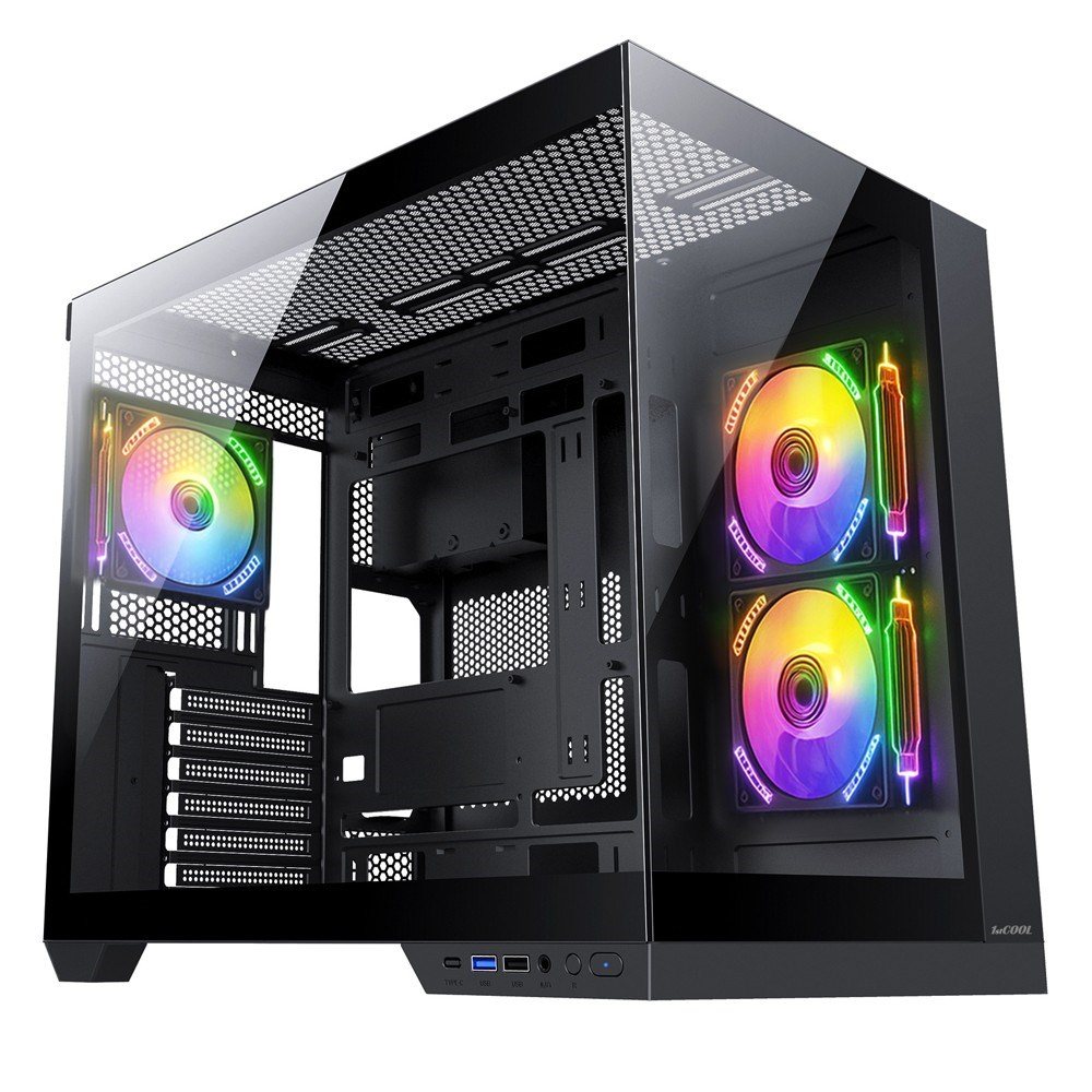 1stCOOL skříň DREAMER, Mid Tower, AU, USB 3.0, USB-C, 3x 120mm ARGB Fan, černá