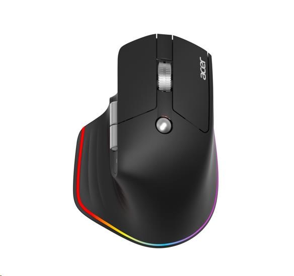 ACER bezdrátová myš Easy Fit Mouse,ergonomická,4000dpi,6 tlačítek,RGB,10m dosah,USB-C,BT,Black