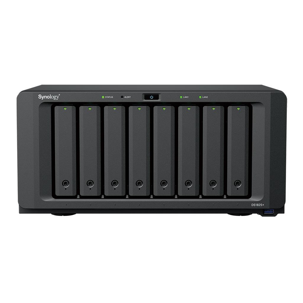 Synology DS1825+ DiskStation (4C/Ryzen V1500B/2,2GHz/8GBRAM/8xSATA/2xM.2/3xUSB3.2/2x2,5GbE/1xPCIe/2xUSB-C)